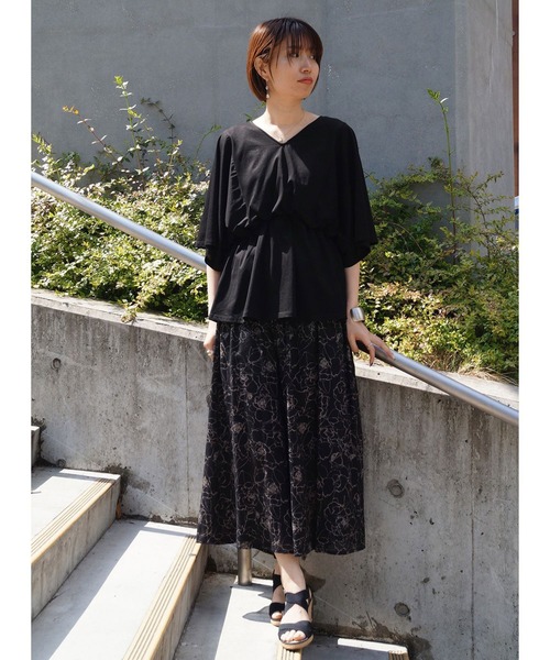 NICOLE white（ニコルホワイト）の「フレアーギャザーカットソー（Tシャツ/カットソー・レディース・ライトグレー/ピンク/ブラック・FREE）」の11枚目の写真