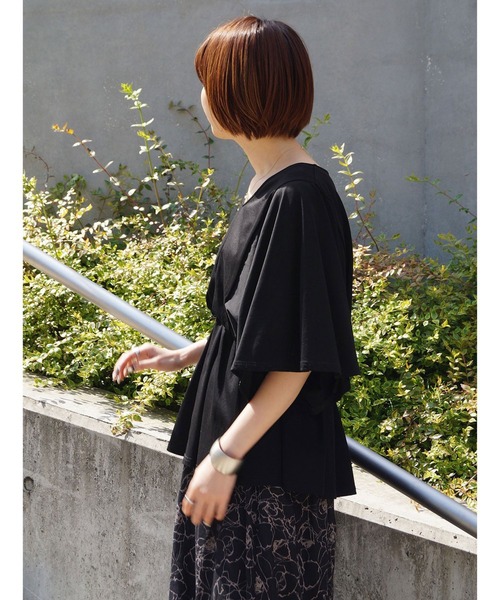 NICOLE white（ニコルホワイト）の「フレアーギャザーカットソー（Tシャツ/カットソー・レディース・ライトグレー/ピンク/ブラック・FREE）」の16枚目の写真