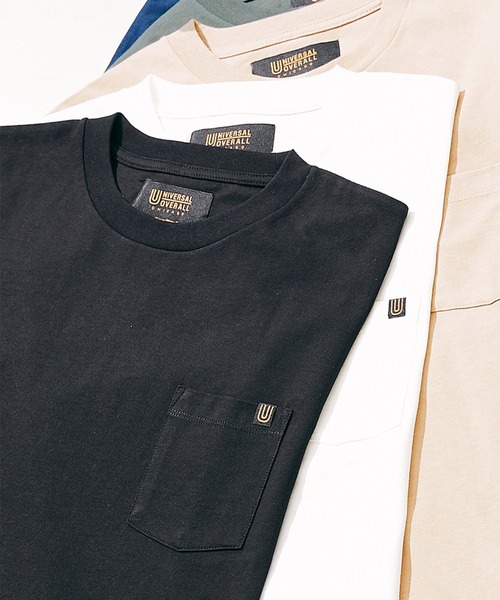 UNIVERSAL OVERALL（ユニバーサルオーバーオール）の「【UNIVERSAL OVERALL/ユニバーサルオーバーオール】別注 ポケットTシャツ[無地T/オーバーサイズ/ユニセックス対応]（Tシャツ/カットソー・メンズ・ホワイト/ブラック/グレー/グリーン/ネイビー・MEDIUM/LARGE）」の2枚目の写真