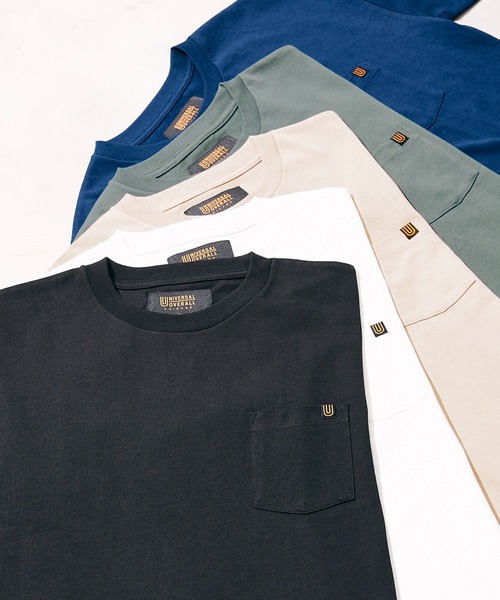 UNIVERSAL OVERALL（ユニバーサルオーバーオール）の「【UNIVERSAL OVERALL/ユニバーサルオーバーオール】別注 ポケットTシャツ[無地T/オーバーサイズ/ユニセックス対応]（Tシャツ/カットソー・メンズ・ホワイト/ブラック/グレー/グリーン/ネイビー・MEDIUM/LARGE）」の18枚目の写真