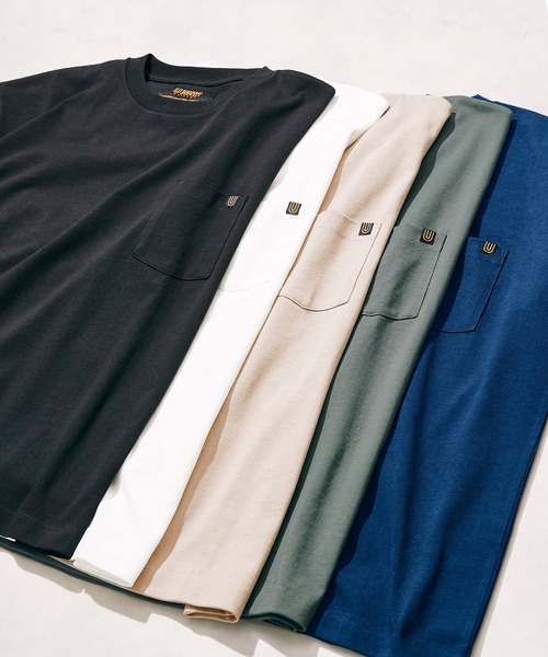 UNIVERSAL OVERALL（ユニバーサルオーバーオール）の「【UNIVERSAL OVERALL/ユニバーサルオーバーオール】別注 ポケットTシャツ[無地T/オーバーサイズ/ユニセックス対応]（Tシャツ/カットソー・メンズ・ホワイト/ブラック/グレー/グリーン/ネイビー・MEDIUM/LARGE）」の20枚目の写真