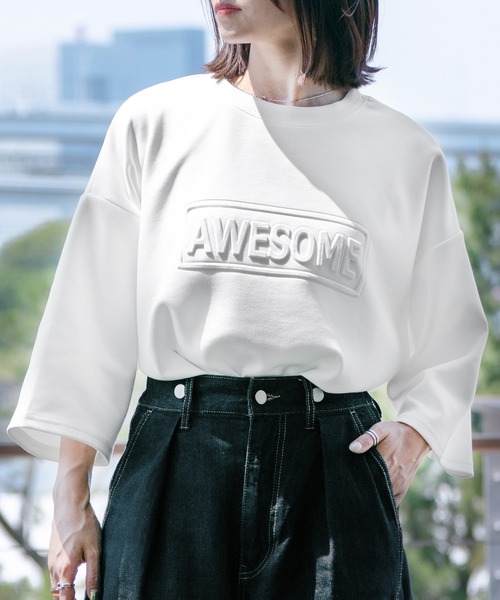 PairPair(ペアペア)の「ダンボールBIG T(ユニセックス)(Tシャツ/カットソー・レディース・オフホワイト/ピンク/イエロー/グレイッシュブルー・MEDIUM/LARGE)」の2枚目の写真