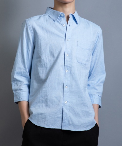 Beno(ビーノ)の「ストレッチ コットン リネン レギュラーカラー 7分袖シャツ(シャツ/ブラウス・メンズ・ホワイト/ブラック/グレー/オレンジ/カーキ/ネイビー/ピンク/サックスブルー/ブルー/グリーン/ライトピンク・LL/M/L)」の8枚目の写真