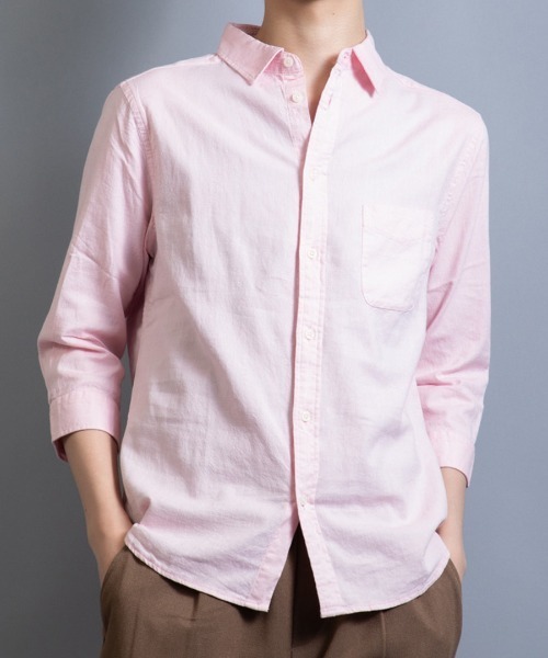 Beno(ビーノ)の「ストレッチ コットン リネン レギュラーカラー 7分袖シャツ(シャツ/ブラウス・メンズ・ホワイト/ブラック/グレー/オレンジ/カーキ/ネイビー/ピンク/サックスブルー/ブルー/グリーン/ライトピンク・LL/M/L)」の10枚目の写真