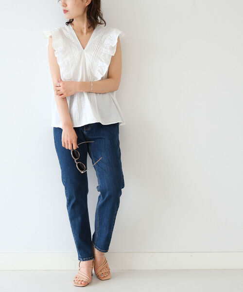 B:MING by BEAMS（ビーミングバイビームス）の「B:MING by BEAMS / レースフリル ノースリーブ ブラウス（シャツ/ブラウス・レディース・グリーン系その他/ホワイト/ブラック・ONE SIZE）」の17枚目の写真