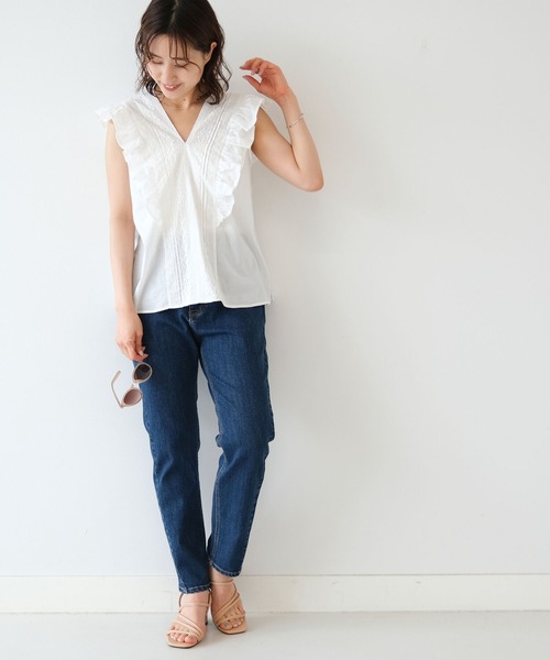 B:MING by BEAMS（ビーミングバイビームス）の「B:MING by BEAMS / レースフリル ノースリーブ ブラウス（シャツ/ブラウス・レディース・グリーン系その他/ホワイト/ブラック・ONE SIZE）」の12枚目の写真