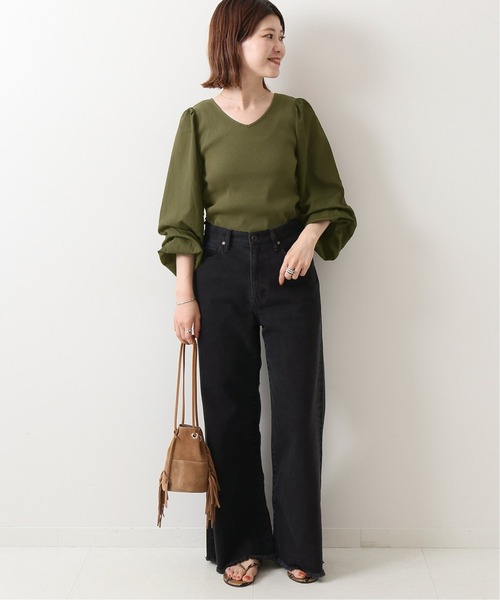 Spick & Span｜ファブリックコンビフレアスリーブプルオーバー