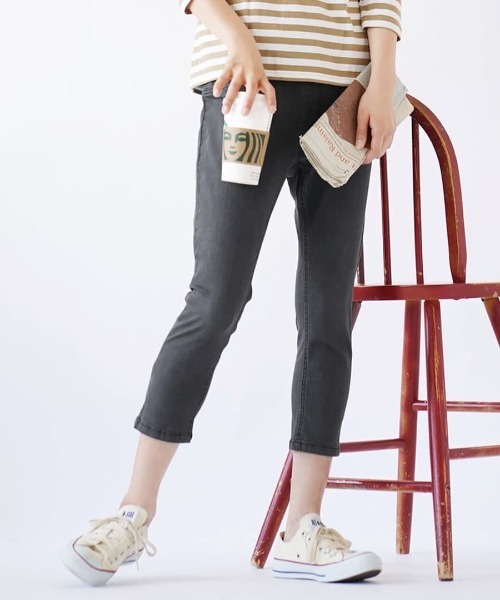 zootie（ズーティー）の「エアパンツ［クロップド］（その他パンツ・レディース・ホワイト系その他/ダークベージュ/ブラック×ホワイト/ブラック/ブルー系その他/ライトベージュ/ネイビー/インディゴブルー/ブラック系その他/ケミカルウォッシュ/ブルー系その他2/チャコール/グレー系その他/オリーブ/ミント/ライトイエロー/グレー系その他2/ブラック×グリーン/アイボリー/キャメル/ブラウン/ライトグリーン・L/3L/S/LL/M）」の7枚目の写真