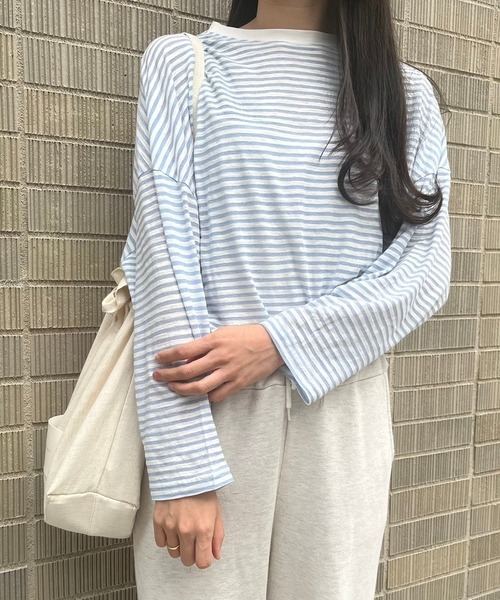 セール】ボーダー透けロンT（Tシャツ/カットソー）｜fiere