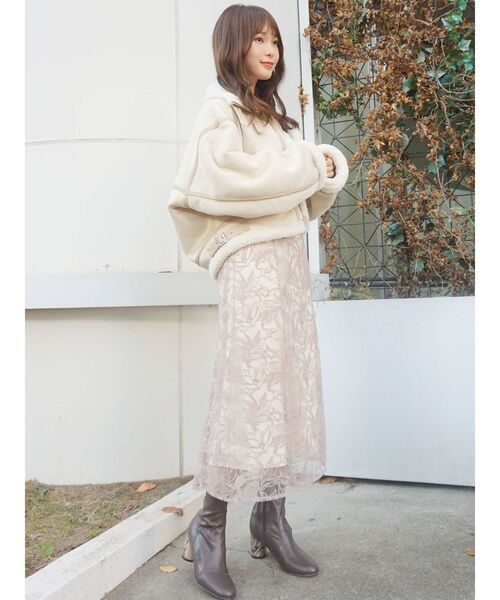 MERCURYDUO（マーキュリーデュオ）の「メロンチュールエンブロイダリースカート（スカート・レディース・アイボリー/ベビーピンク/ネイビー・SMALL/MEDIUM）」の15枚目の写真