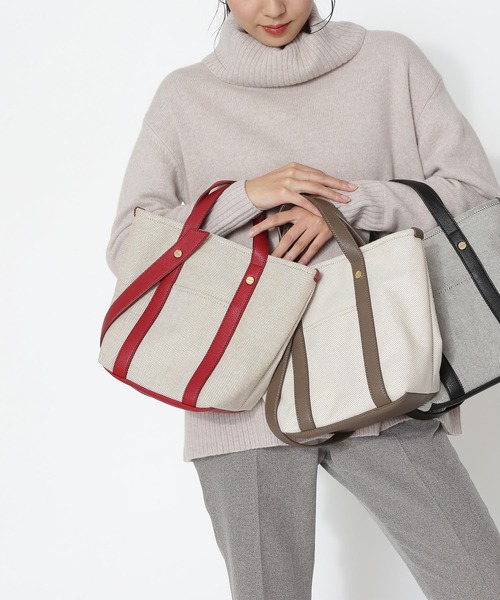 NATURAL BEAUTY BASIC（ナチュラルビューティーベーシック）の「イレギュラーショルダー２ＷＡＹトート（トートバッグ・レディース・ベージュ系その他2/レッド/ブラック・ﾌﾘ-）」の3枚目の写真