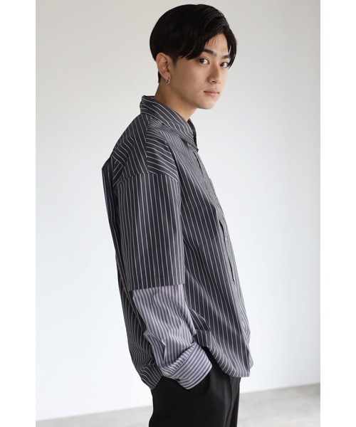 CREARE -LINO-（クレアーレリノ）の「レイヤードスリーブ ストライプオーバーシャツ<ユニセックス>（Tシャツ/カットソー・メンズ・ブラック/ブルー・M/L）」の16枚目の写真