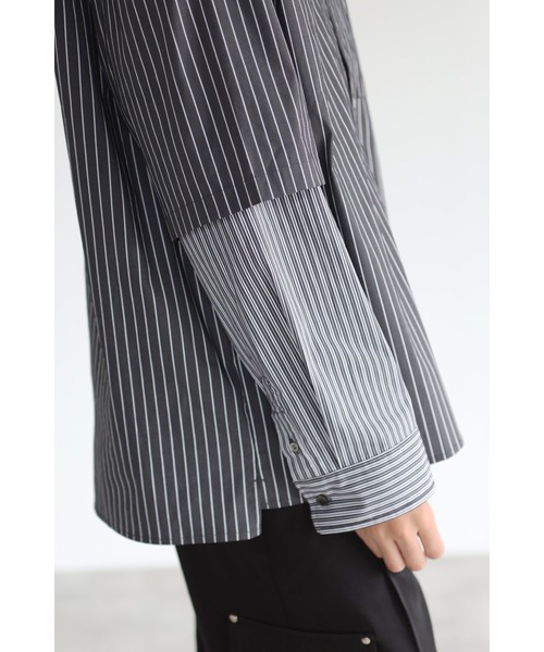 CREARE -LINO-（クレアーレリノ）の「レイヤードスリーブ ストライプオーバーシャツ<ユニセックス>（Tシャツ/カットソー・メンズ・ブラック/ブルー・M/L）」の19枚目の写真