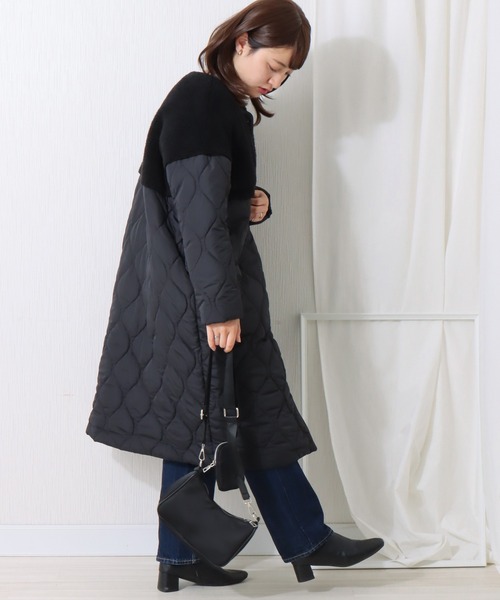 libelle more（リベル モア）の「ボアキルティングロングコート（ダウンジャケット/コート・レディース・ブラック/カーキ/キャメル/グレイッシュベージュ/モカ・M/L）」の8枚目の写真