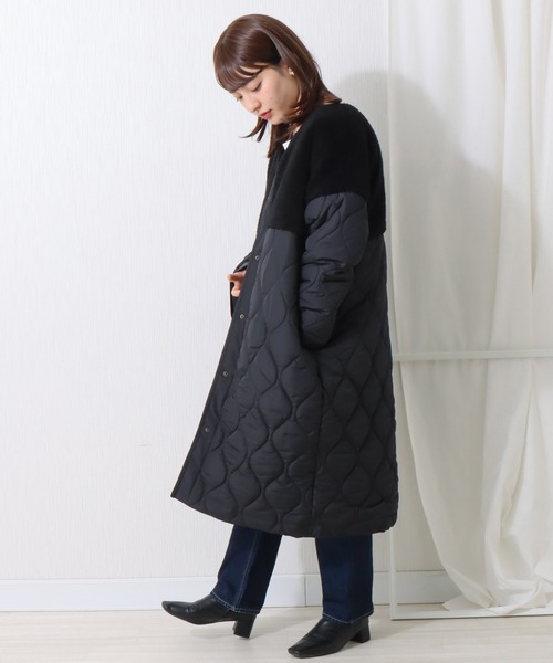 libelle more（リベル モア）の「ボアキルティングロングコート（ダウンジャケット/コート・レディース・ブラック/カーキ/キャメル/グレイッシュベージュ/モカ・M/L）」の7枚目の写真