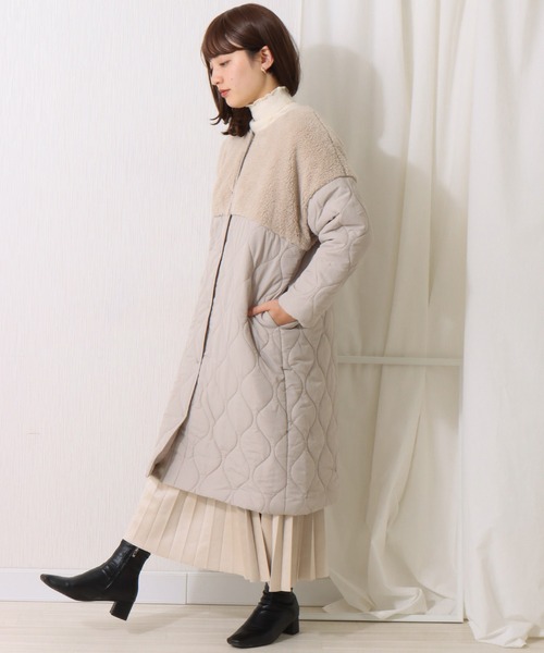 libelle more（リベル モア）の「ボアキルティングロングコート（ダウンジャケット/コート・レディース・ブラック/カーキ/キャメル/グレイッシュベージュ/モカ・M/L）」の10枚目の写真