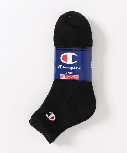 Champion（チャンピオン）の「【CHAMPION/チャンピオン】ワンポイントロゴ　クォーターソックス（靴下）　3足組　ハーフパイル仕様（ソックス/靴下・メンズ・ホワイト/ブラック/ネイビー/グレー・MEDIUM/SMALL/LARGE）」の2枚目の写真