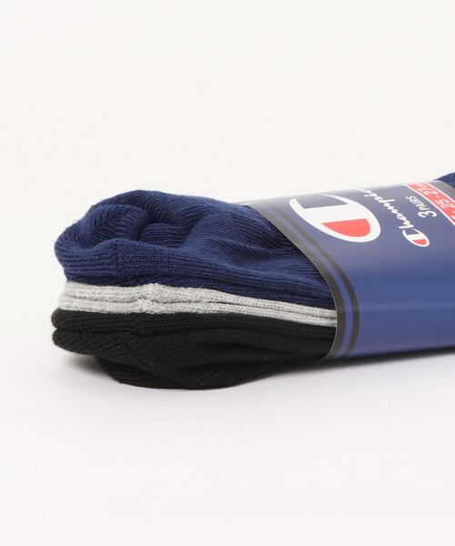 Champion（チャンピオン）の「【CHAMPION/チャンピオン】ワンポイントロゴ　クォーターソックス（靴下）　3足組　ハーフパイル仕様（ソックス/靴下・メンズ・ホワイト/ブラック/ネイビー/グレー・MEDIUM/SMALL/LARGE）」の8枚目の写真