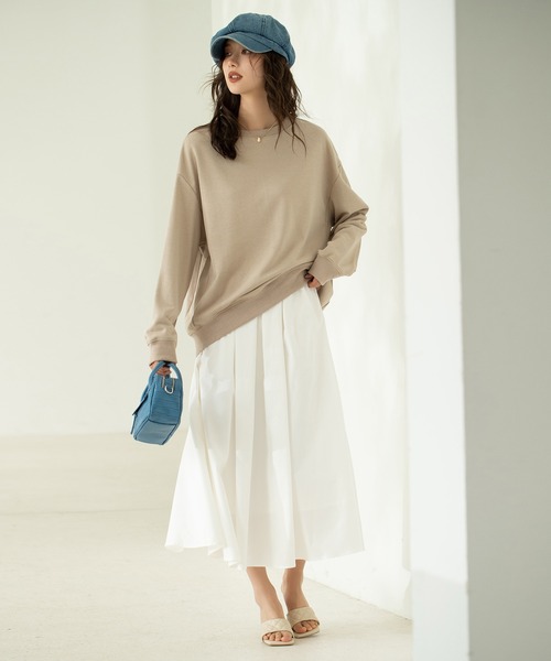 SAISON DE PAPILLON(セゾンドパピヨン)の「タックフレアスカート(スカート・レディース・ホワイト/ベージュ/ブルー/ブラック/パープル・L/S/M/XL)」の6枚目の写真