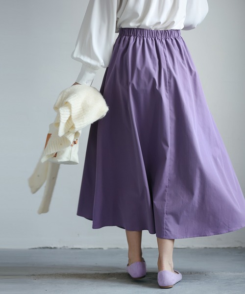 SAISON DE PAPILLON(セゾンドパピヨン)の「タックフレアスカート(スカート・レディース・ホワイト/ベージュ/ブルー/ブラック/パープル・L/S/M/XL)」の21枚目の写真