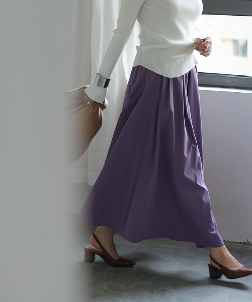 SAISON DE PAPILLON(セゾンドパピヨン)の「タックフレアスカート(スカート・レディース・ホワイト/ベージュ/ブルー/ブラック/パープル・L/S/M/XL)」の22枚目の写真