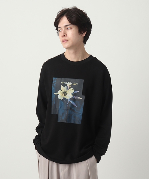 tk.TAKEO KIKUCHI(ティーケータケオキクチ)の「◆ダークフラワーロンT(Tシャツ/カットソー・メンズ・オフホワイト/ブラック/ボルドー・02/03)」の6枚目の写真