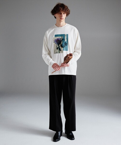 tk.TAKEO KIKUCHI(ティーケータケオキクチ)の「◆ダークフラワーロンT(Tシャツ/カットソー・メンズ・オフホワイト/ブラック/ボルドー・02/03)」の11枚目の写真