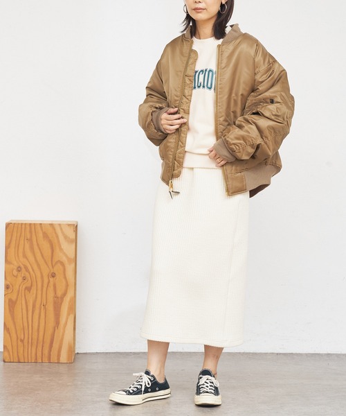 BONbazaar（ボンバザール）の「【防寒におすすめ】ストライプキルトスカート（スカート・レディース・ネイビー/グレー/オフホワイト・40）」の13枚目の写真