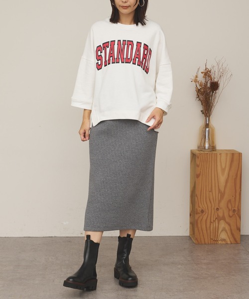 BONbazaar（ボンバザール）の「【防寒におすすめ】ストライプキルトスカート（スカート・レディース・ネイビー/グレー/オフホワイト・40）」の21枚目の写真