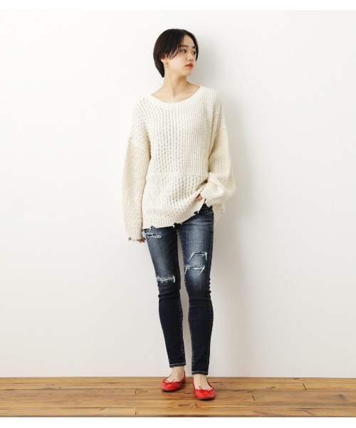 RODEO CROWNS WIDE BOWL（ロデオクラウンズワイドボウル）の「HIDE SKIN TYPE2スキニー（デニムパンツ・レディース・ダークブルー/ブラック・23inch/25inch/24inch/27inch/26inch）」の13枚目の写真