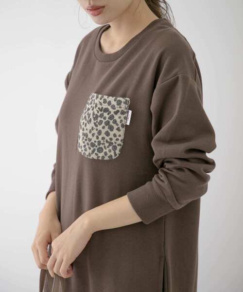 URBAN RESEARCH Sonny Label（アーバンリサーチサニーレーベル）の「【WEB限定】ハリスツイードポケット付きスウェットワンピース（ワンピース・レディース・ネイビー/ブラウン/カーキ・FREE）」の4枚目の写真