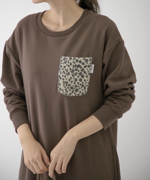 URBAN RESEARCH Sonny Label（アーバンリサーチサニーレーベル）の「【WEB限定】ハリスツイードポケット付きスウェットワンピース（ワンピース・レディース・ネイビー/ブラウン/カーキ・FREE）」の5枚目の写真