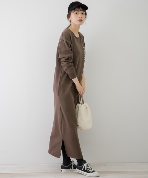 URBAN RESEARCH Sonny Label（アーバンリサーチサニーレーベル）の「【WEB限定】ハリスツイードポケット付きスウェットワンピース（ワンピース・レディース・ネイビー/ブラウン/カーキ・FREE）」の8枚目の写真