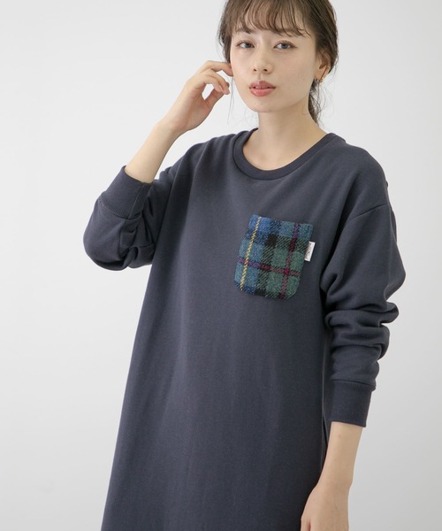 URBAN RESEARCH Sonny Label（アーバンリサーチサニーレーベル）の「【WEB限定】ハリスツイードポケット付きスウェットワンピース（ワンピース・レディース・ネイビー/ブラウン/カーキ・FREE）」の9枚目の写真