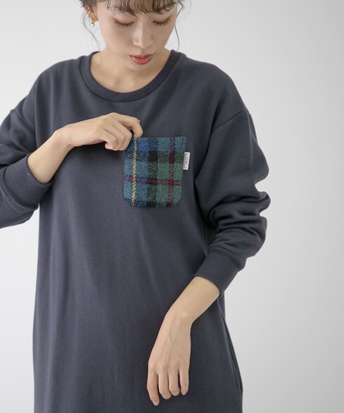 URBAN RESEARCH Sonny Label（アーバンリサーチサニーレーベル）の「【WEB限定】ハリスツイードポケット付きスウェットワンピース（ワンピース・レディース・ネイビー/ブラウン/カーキ・FREE）」の10枚目の写真
