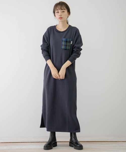 URBAN RESEARCH Sonny Label（アーバンリサーチサニーレーベル）の「【WEB限定】ハリスツイードポケット付きスウェットワンピース（ワンピース・レディース・ネイビー/ブラウン/カーキ・FREE）」の13枚目の写真