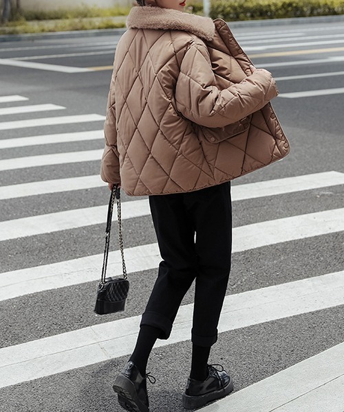 FRP（エフアールピー）の「YUGA フェイクムートン　ボア　キルティング　ジャケットコート（ダウンジャケット/コート・レディース・ブラック/キャメル/オフホワイト・L/M/XL）」の14枚目の写真