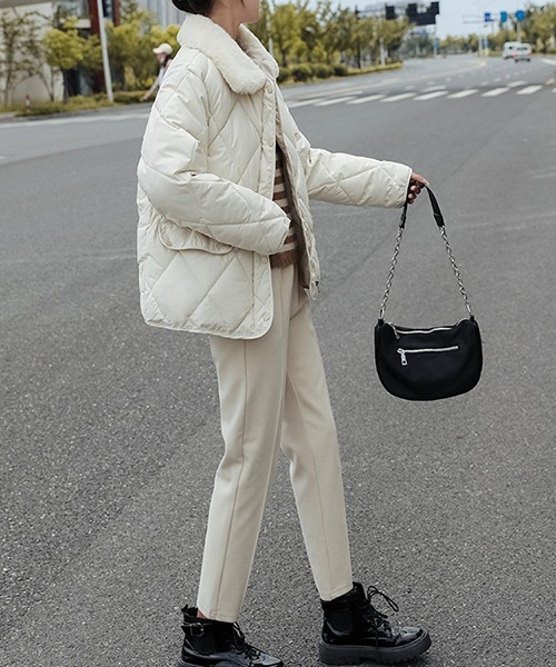 FRP（エフアールピー）の「YUGA フェイクムートン　ボア　キルティング　ジャケットコート（ダウンジャケット/コート・レディース・ブラック/キャメル/オフホワイト・L/M/XL）」の8枚目の写真