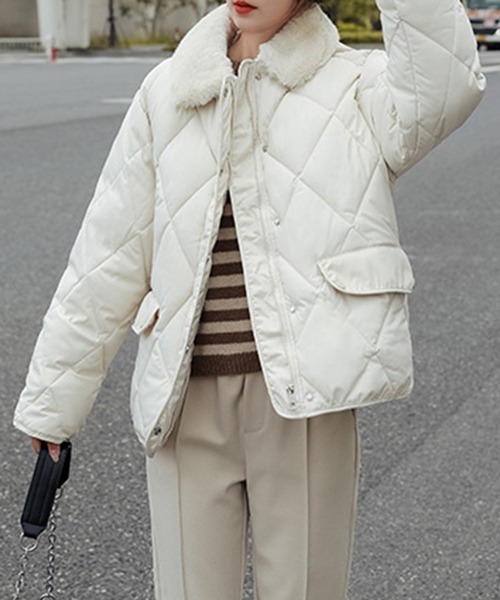 FRP（エフアールピー）の「YUGA フェイクムートン　ボア　キルティング　ジャケットコート（ダウンジャケット/コート・レディース・ブラック/キャメル/オフホワイト・L/M/XL）」の10枚目の写真