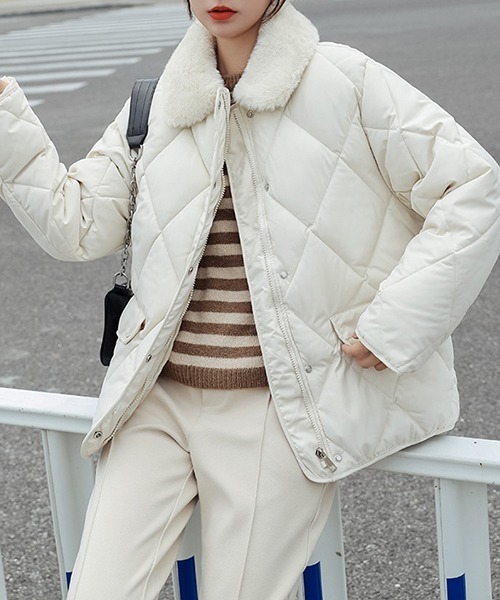 FRP（エフアールピー）の「YUGA フェイクムートン　ボア　キルティング　ジャケットコート（ダウンジャケット/コート・レディース・ブラック/キャメル/オフホワイト・L/M/XL）」の21枚目の写真