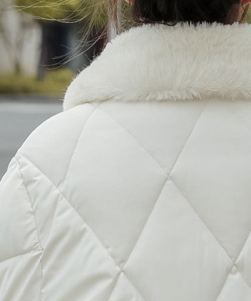 FRP（エフアールピー）の「YUGA フェイクムートン　ボア　キルティング　ジャケットコート（ダウンジャケット/コート・レディース・ブラック/キャメル/オフホワイト・L/M/XL）」の6枚目の写真