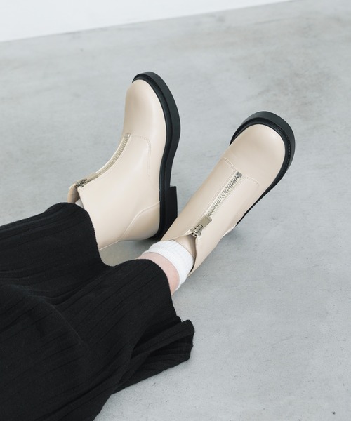 select MOCA（セレクトモカ）の「ハーフジップショートブーツ（ブーツ・レディース・ホワイト/ブラック/ブラウン・SMALL/MEDIUM/LARGE）」の9枚目の写真