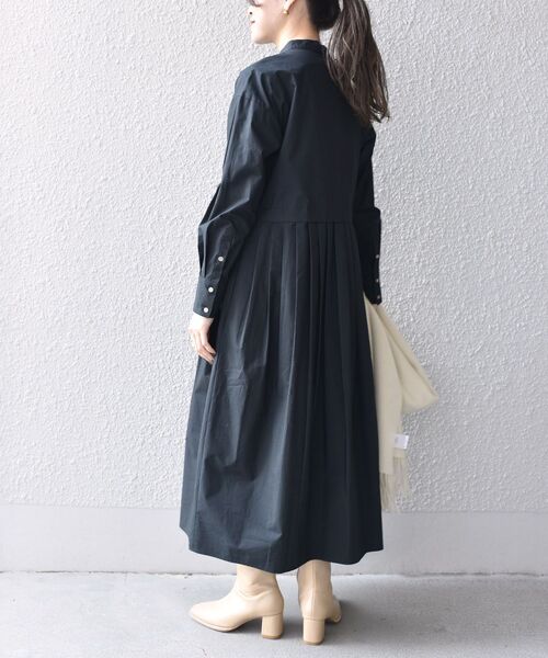 *〈手洗い可能〉バンドカラーサイドタックデザインワンピース◆