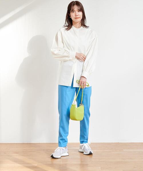 【WEB限定】［TALL/H166㎝～］コットンシルクバンドカラーシャツ