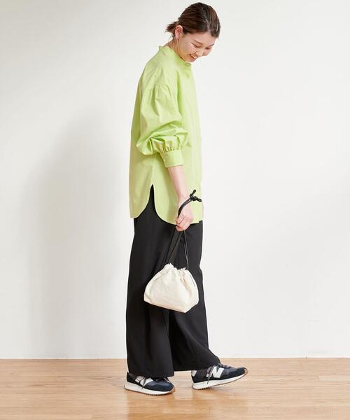 【WEB限定】［TALL/H166㎝～］コットンシルクバンドカラーシャツ