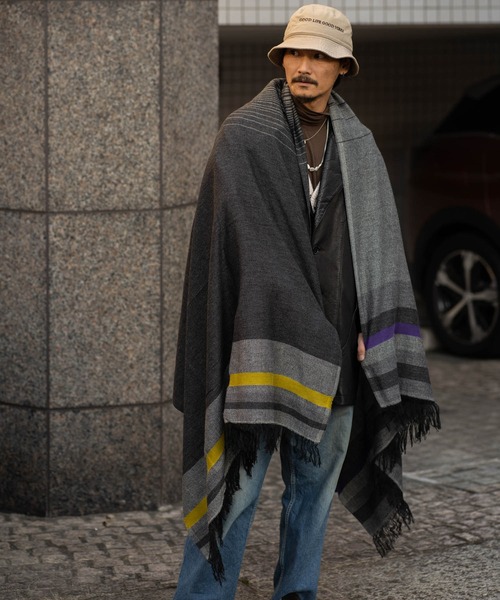 Iroquois（イロコイ）の「LINE STOLE（ストール/ショール・メンズ・ブラック系その他・FREE）」の4枚目の写真