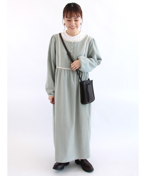 ehka sopo（エヘカソポ）の「配色パイピングワンピース（ワンピース・レディース・キナリ/ミント/モカ・ﾌﾘ-）」の4枚目の写真