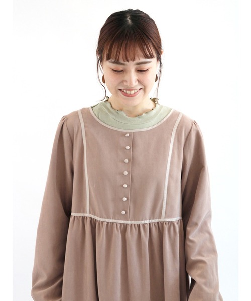 ehka sopo（エヘカソポ）の「配色パイピングワンピース（ワンピース・レディース・キナリ/ミント/モカ・ﾌﾘ-）」の10枚目の写真