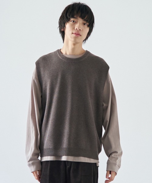 WYM LIDNM（ウィム バイ リドム）の「ノースリーブニット（ニット/セーター・メンズ・ブラウン・M）」の2枚目の写真