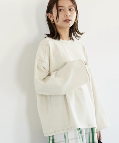 Green　Parks（グリーンパークス）の「表面感配色カットプルオーバー＊（Tシャツ/カットソー・レディース・サックスブルー/ホワイト系その他2・FREE）」の2枚目の写真